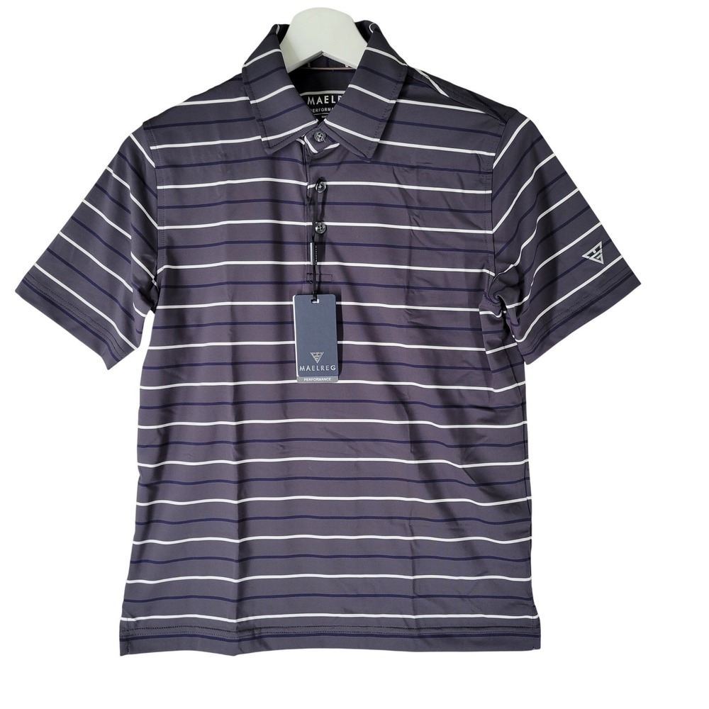 MAELREG Kids Performance Polo Shirt Navy‎ Stripe Short Sleeve Size 10/12